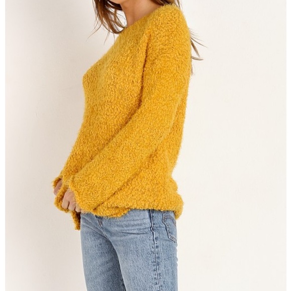 BB Dakota Debra Boucle Yarn Sweater Royalty Yellow - Picture 3 of 4